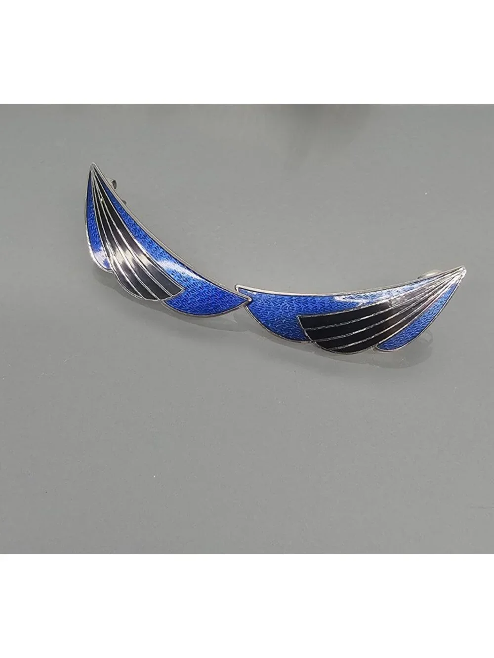 Vintage Roman Silver Tone Modernist Crescent Wing Stud Post Earrings Retro...
